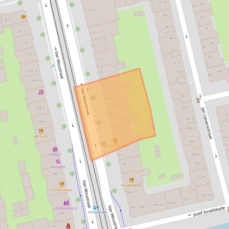 Kaart van postcodegebied 1074AR.