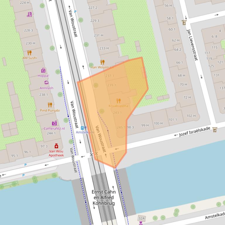 Kaart van postcodegebied 1074AS.