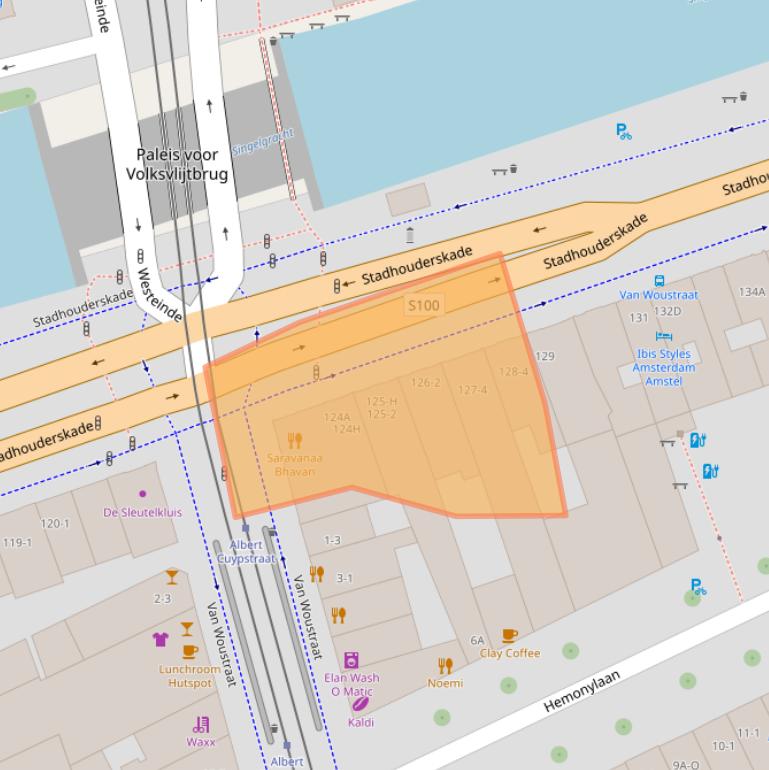 Kaart van postcodegebied 1074AV.