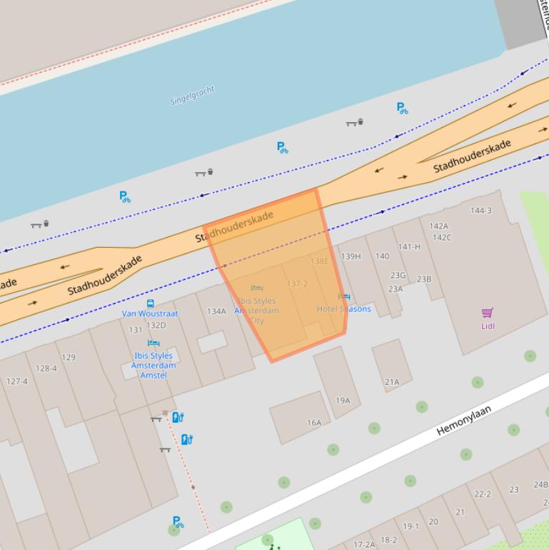 Kaart van postcodegebied 1074AZ.