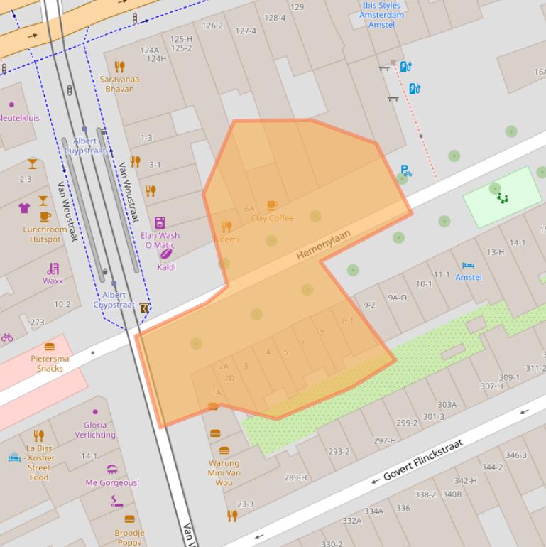 Kaart van postcodegebied 1074BE.