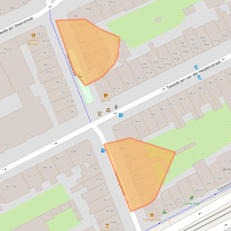 Kaart van postcodegebied 1074BN.