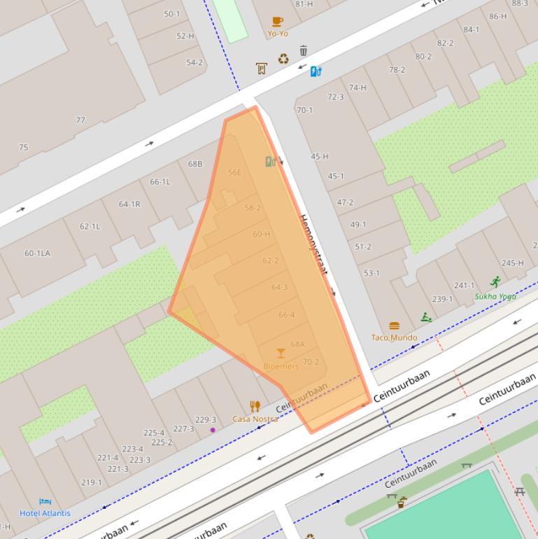 Kaart van postcodegebied 1074BT.