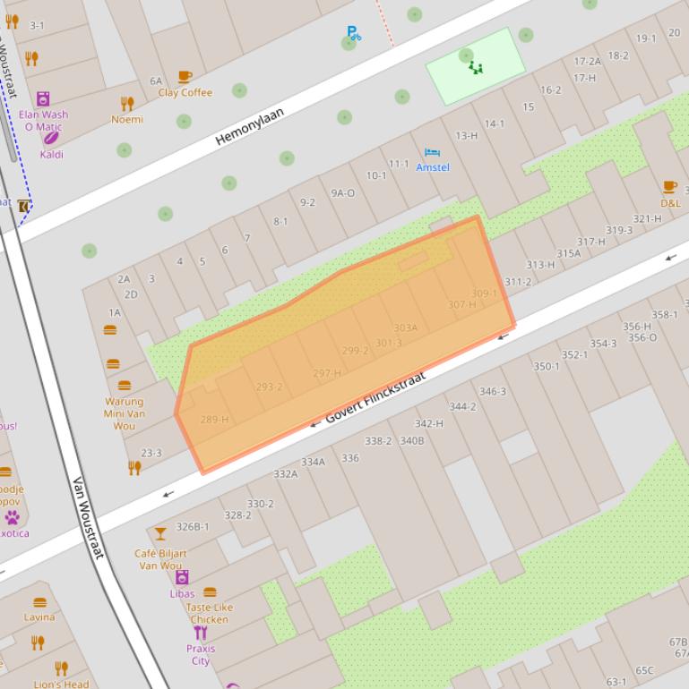 Kaart van postcodegebied 1074CA.