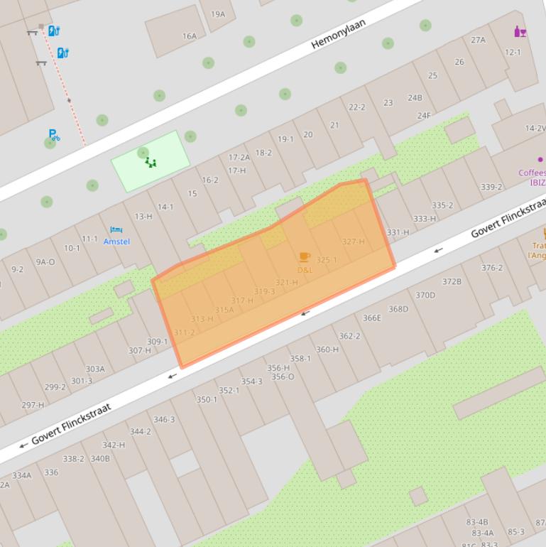 Kaart van postcodegebied 1074CB.