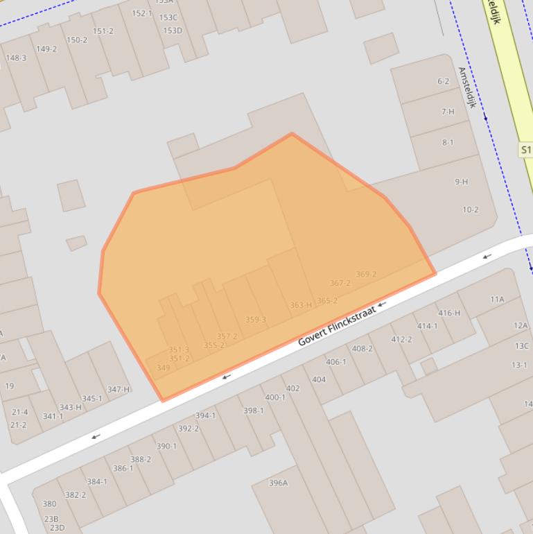 Kaart van postcodegebied 1074CD.