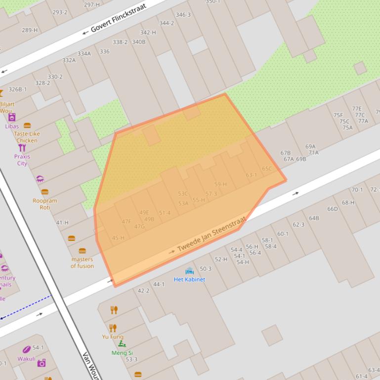 Kaart van postcodegebied 1074CK.