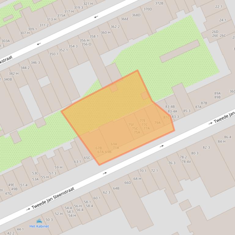 Kaart van postcodegebied 1074CL.