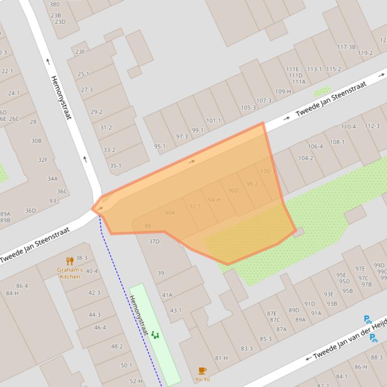 Kaart van postcodegebied 1074CS.