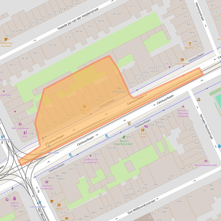 Kaart van postcodegebied 1074CV.