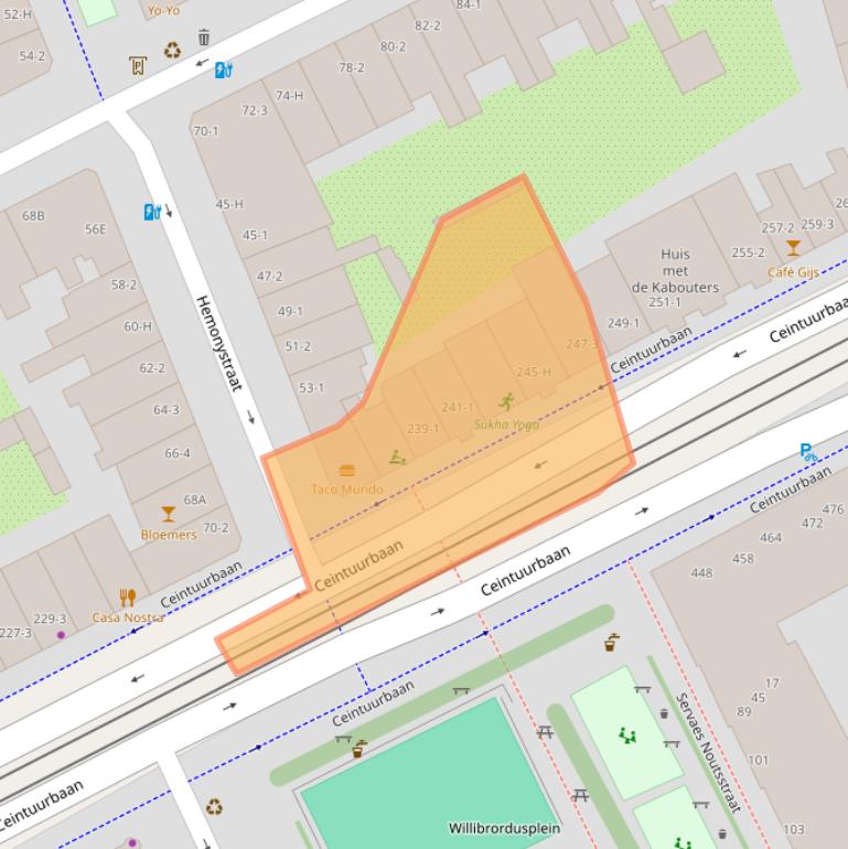 Kaart van postcodegebied 1074CX.