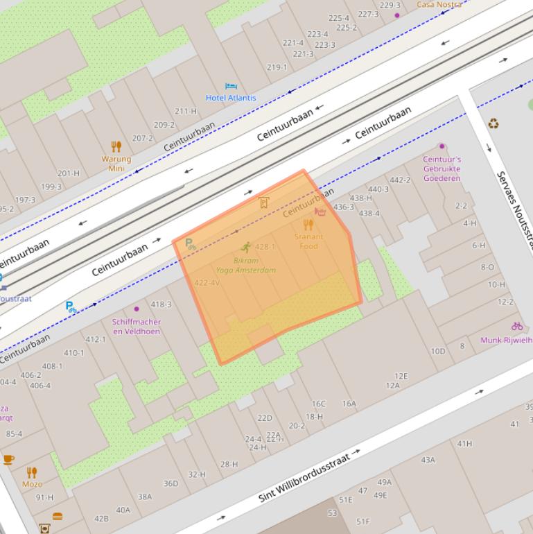 Kaart van postcodegebied 1074EB.