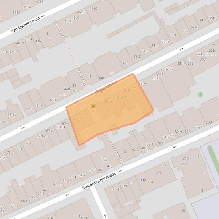 Kaart van postcodegebied 1074EG.