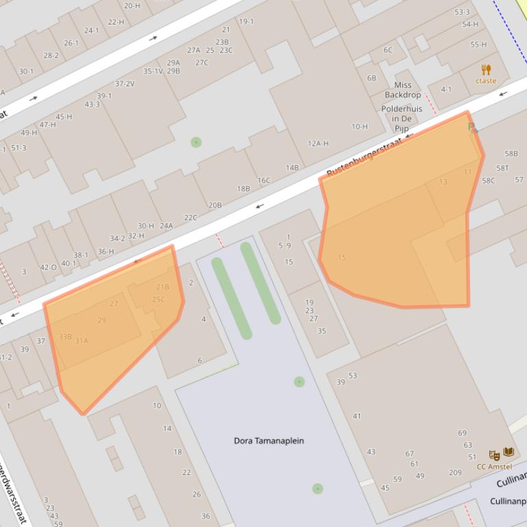 Kaart van postcodegebied 1074EP.