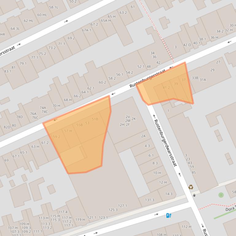 Kaart van postcodegebied 1074ER.