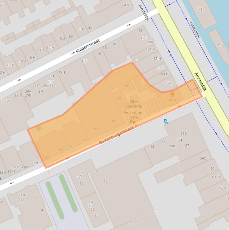 Kaart van postcodegebied 1074ET.