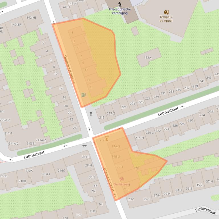 Kaart van postcodegebied 1074GA.