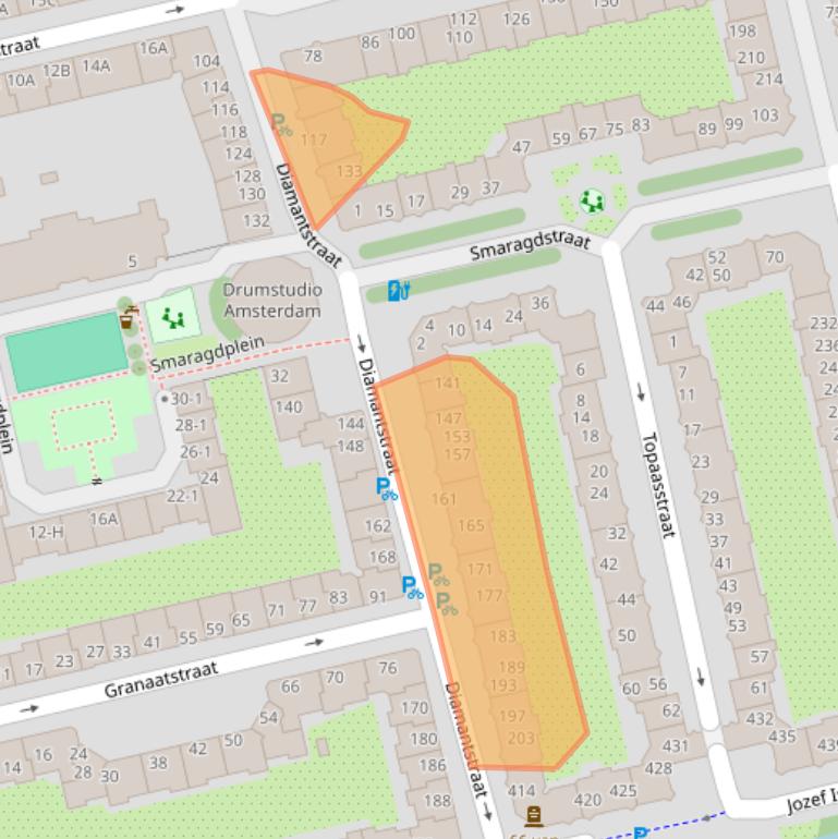 Kaart van postcodegebied 1074GC.