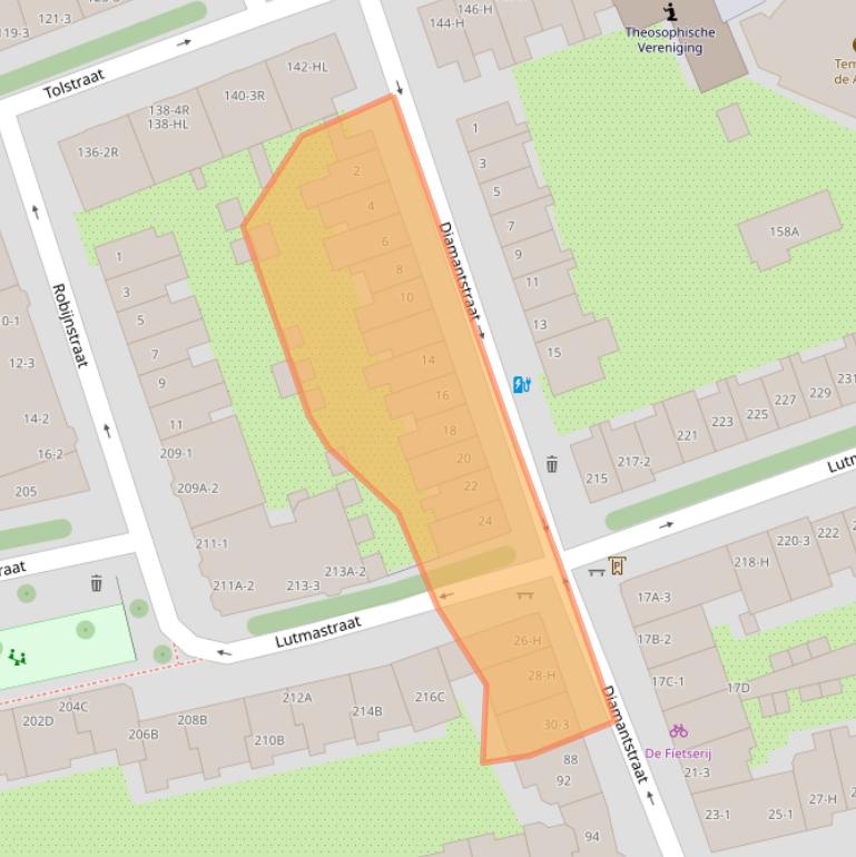 Kaart van postcodegebied 1074GD.