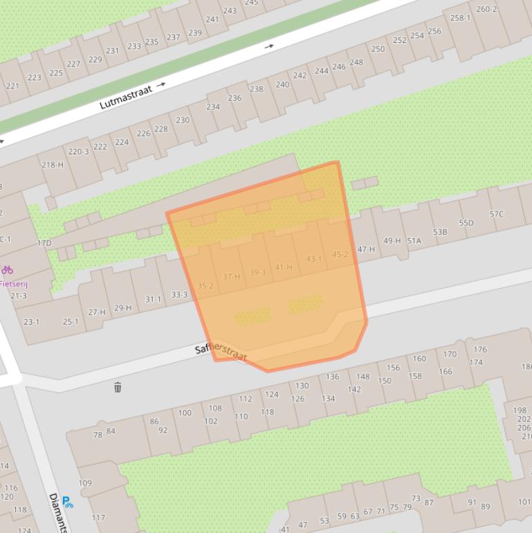Kaart van postcodegebied 1074GK.