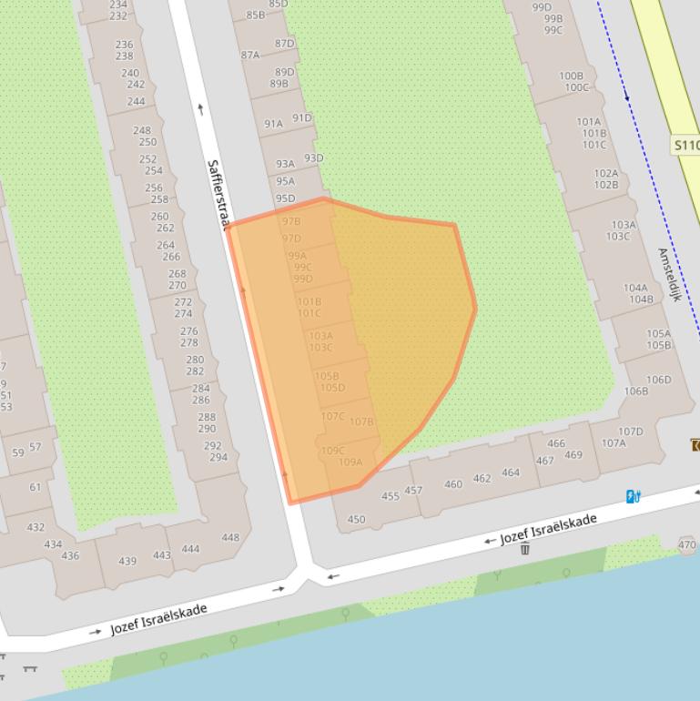 Kaart van postcodegebied 1074GP.