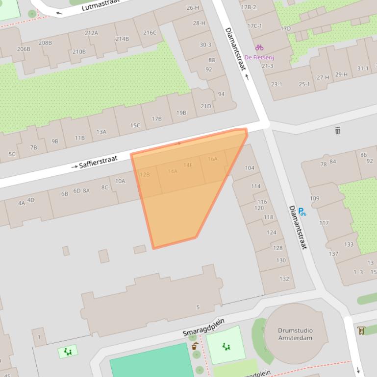 Kaart van postcodegebied 1074GS.