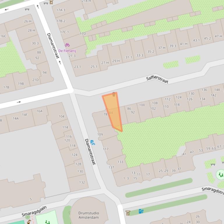 Kaart van postcodegebied 1074GX.