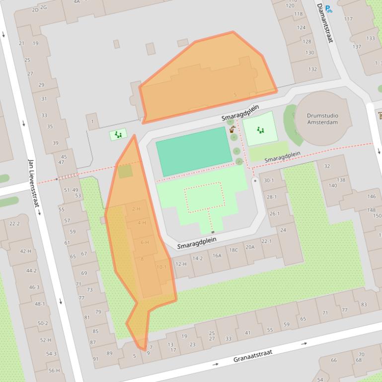 Kaart van postcodegebied 1074HA.
