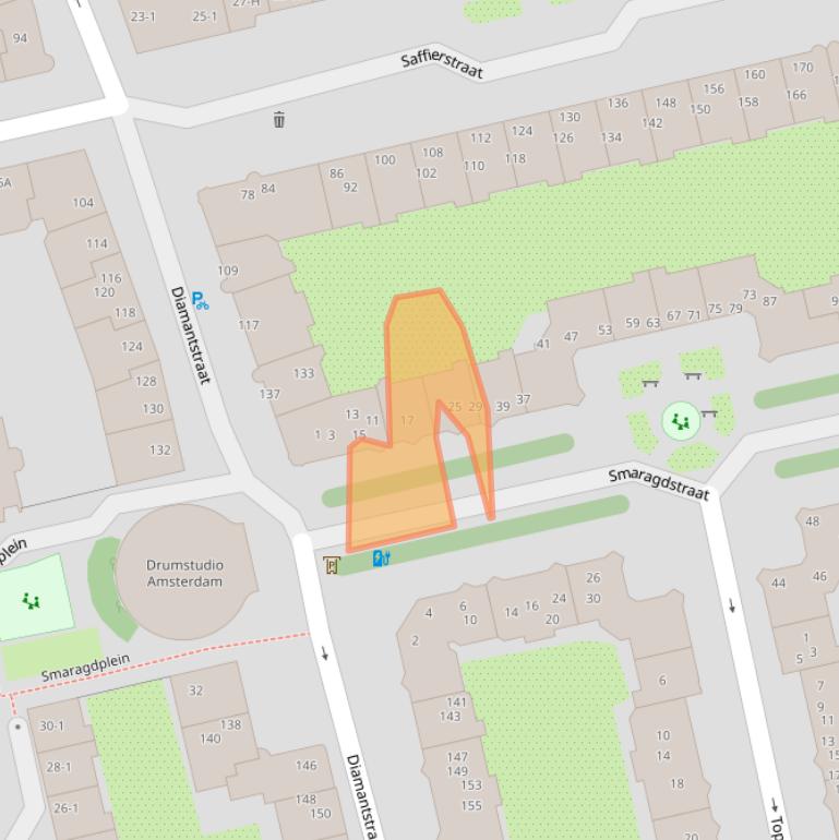 Kaart van postcodegebied 1074HD.