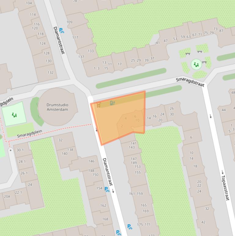 Kaart van postcodegebied 1074HG.