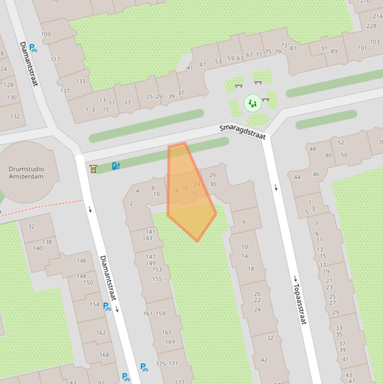 Kaart van postcodegebied 1074HH.