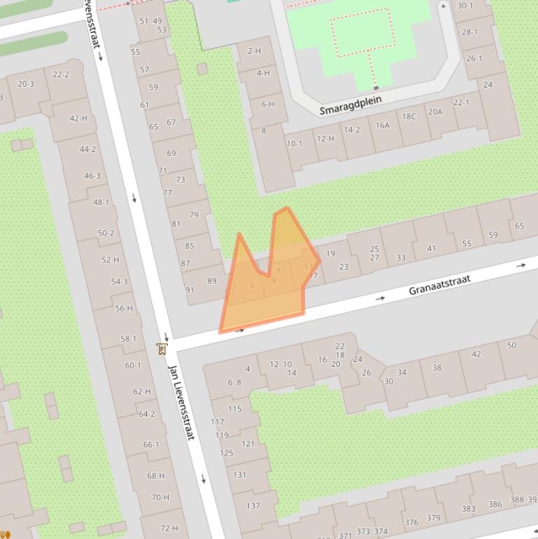 Kaart van postcodegebied 1074HK.
