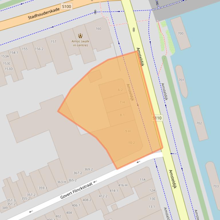 Kaart van postcodegebied 1074HP.