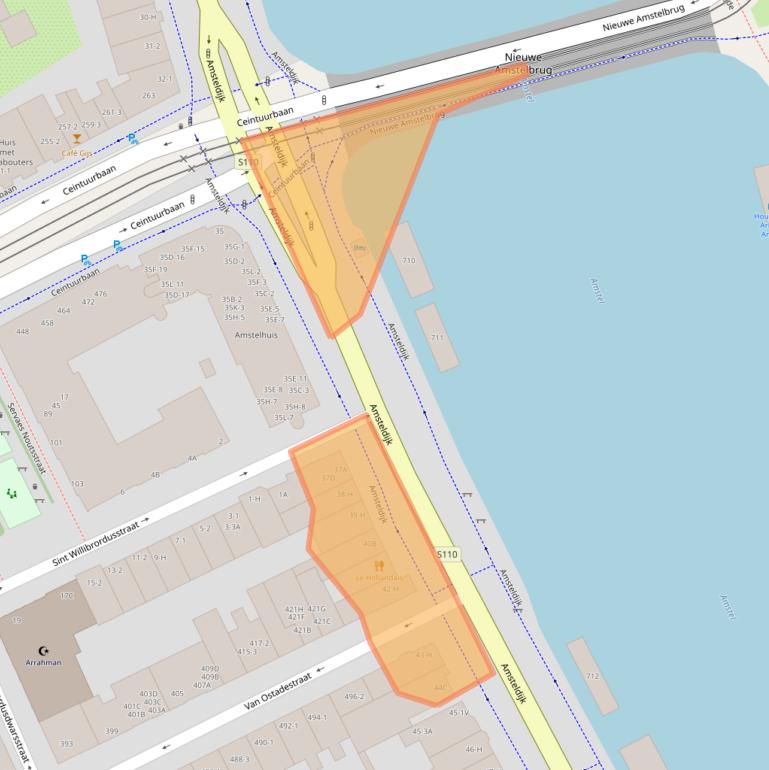 Kaart van postcodegebied 1074HV.