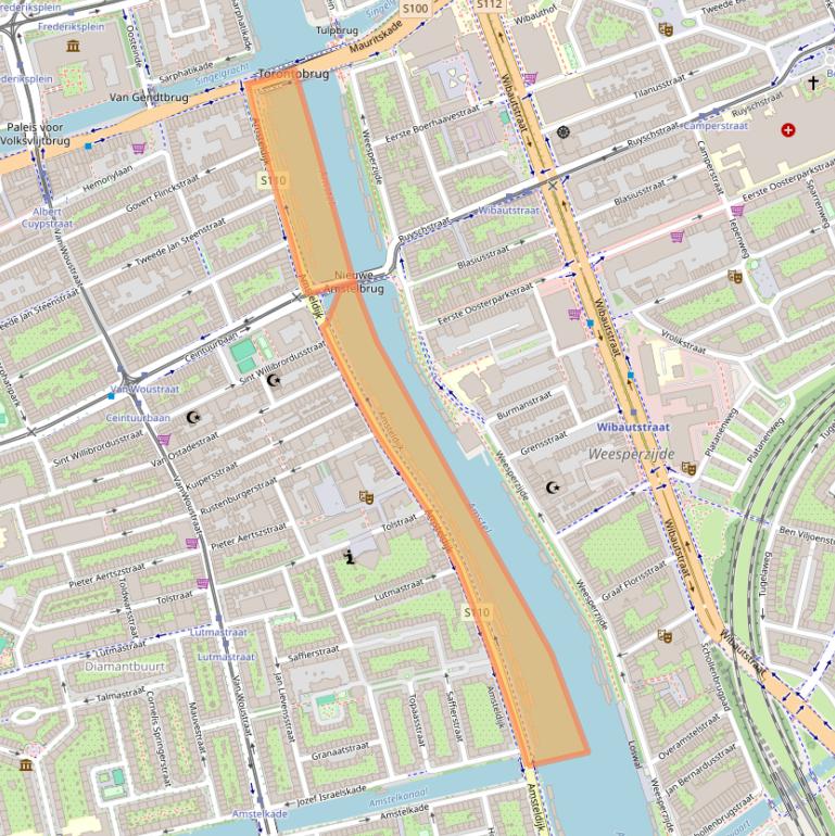 Kaart van postcodegebied 1074JH.