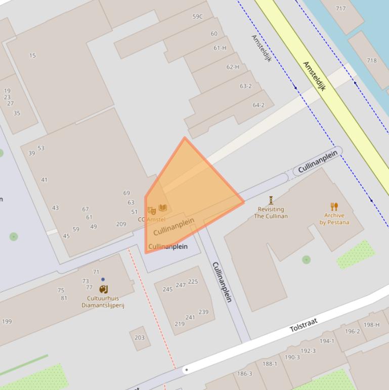 Kaart van postcodegebied 1074JN.