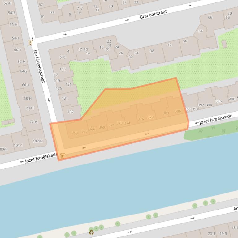 Kaart van postcodegebied 1074SP.