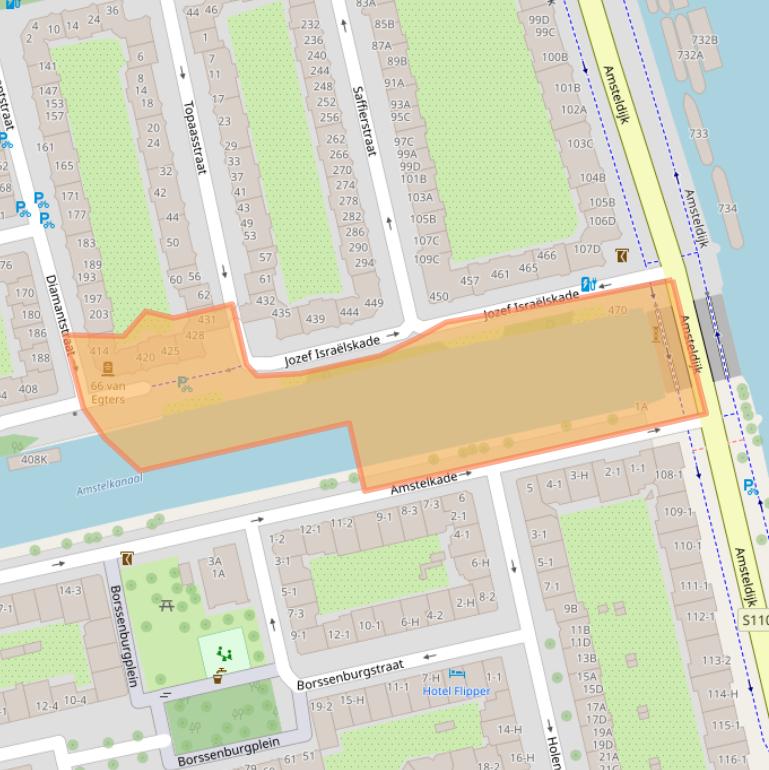 Kaart van postcodegebied 1074ST.