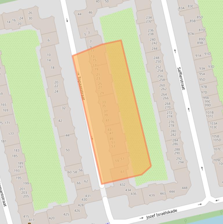 Kaart van postcodegebied 1074SZ.