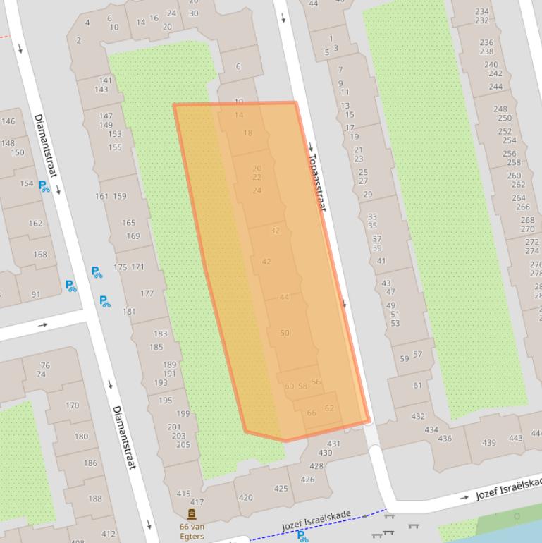 Kaart van postcodegebied 1074TB.