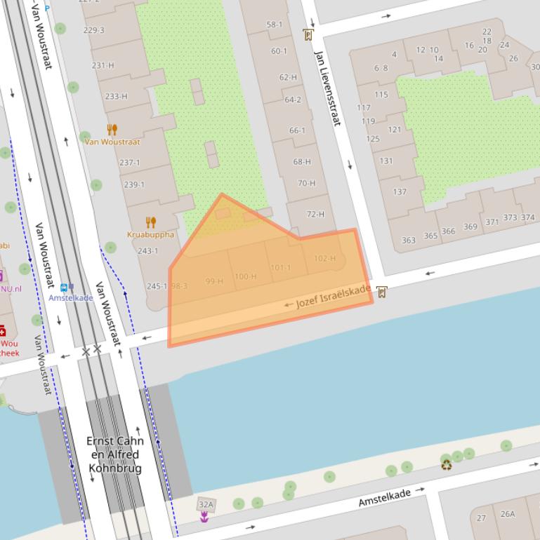 Kaart van postcodegebied 1074TC.