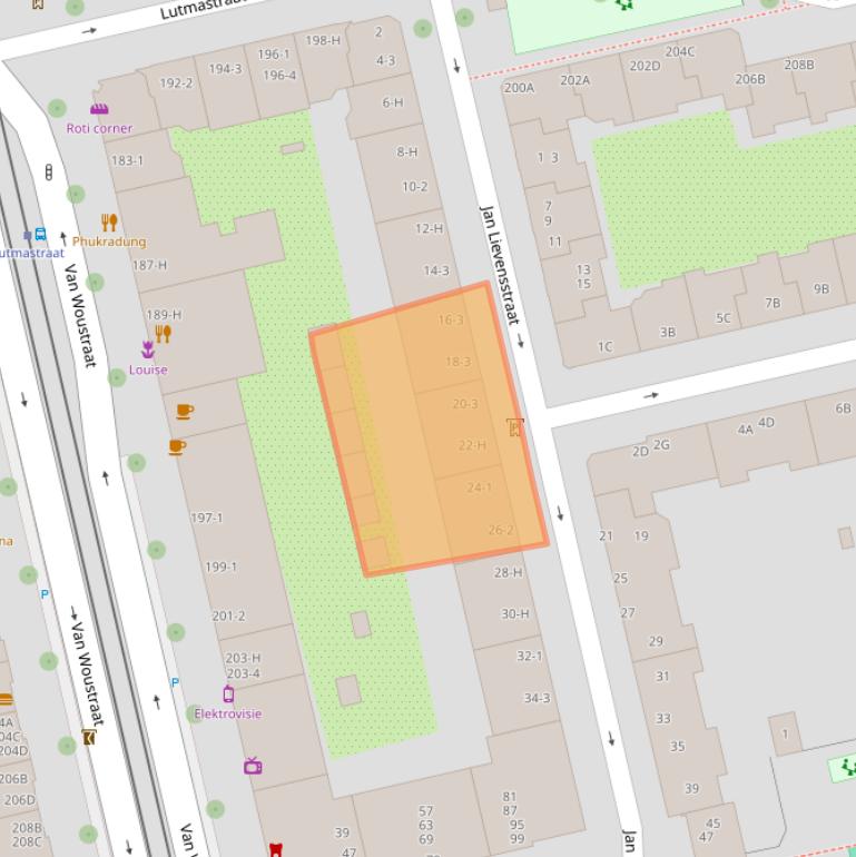 Kaart van postcodegebied 1074TP.