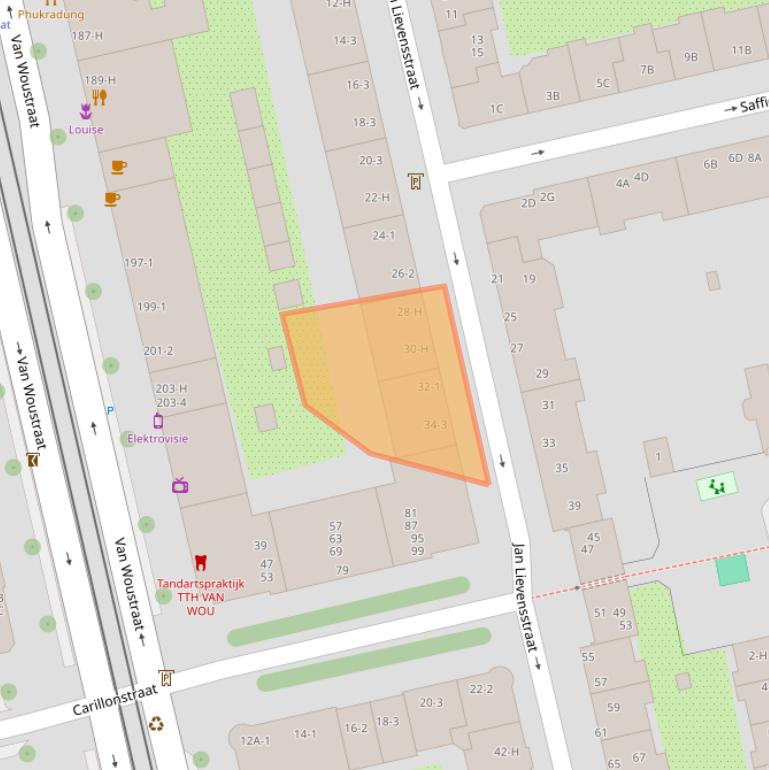 Kaart van postcodegebied 1074TR.