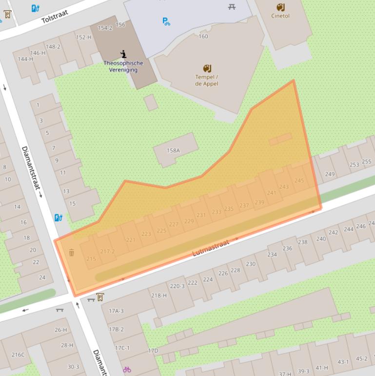 Kaart van postcodegebied 1074TX.