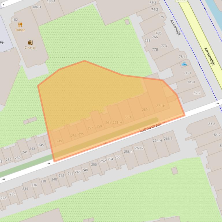 Kaart van postcodegebied 1074TZ.