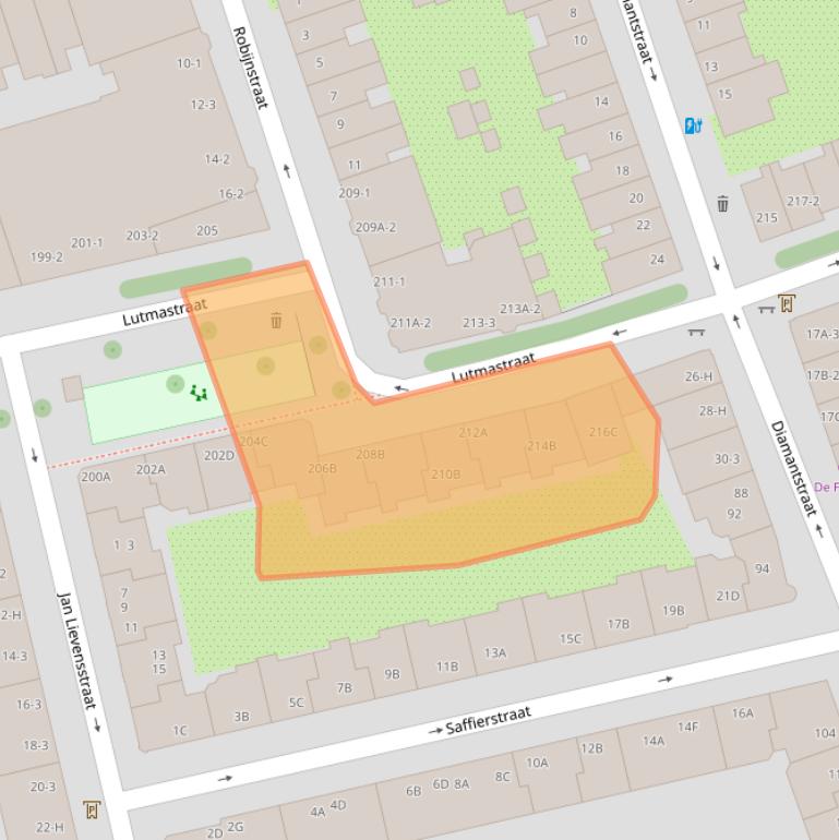Kaart van postcodegebied 1074VB.