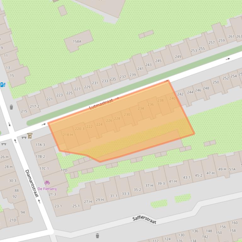 Kaart van postcodegebied 1074VC.