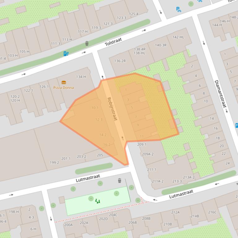 Kaart van postcodegebied 1074VE.