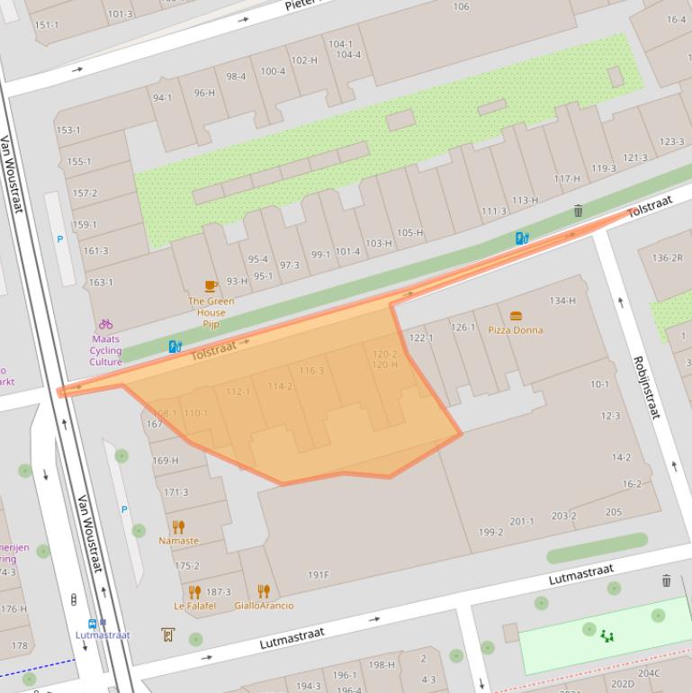 Kaart van postcodegebied 1074VK.