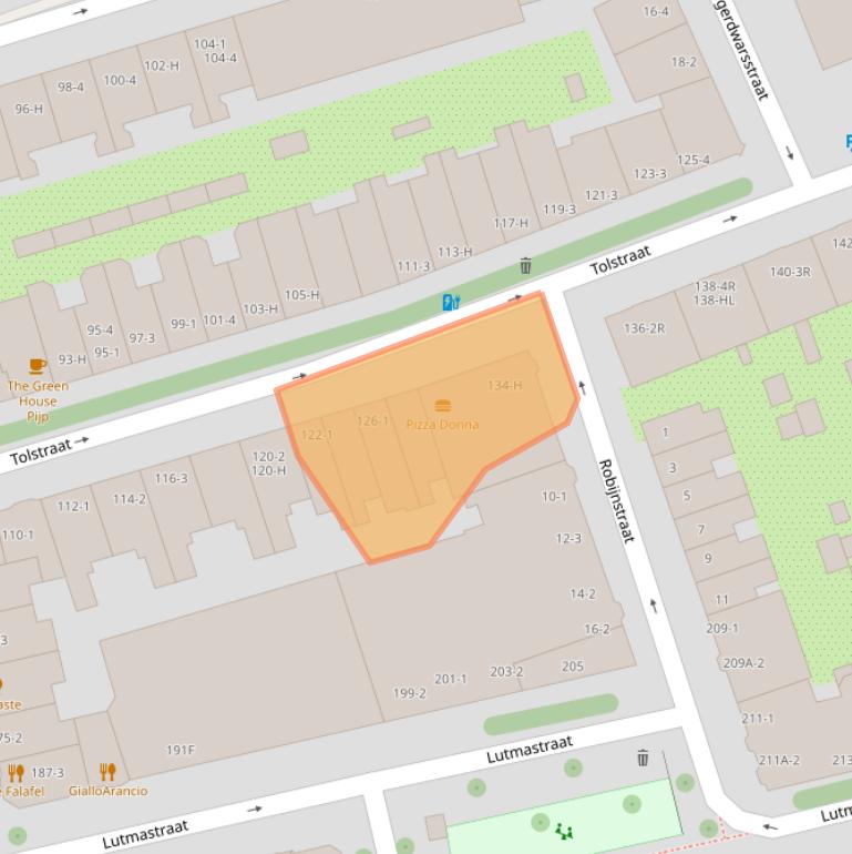 Kaart van postcodegebied 1074VL.